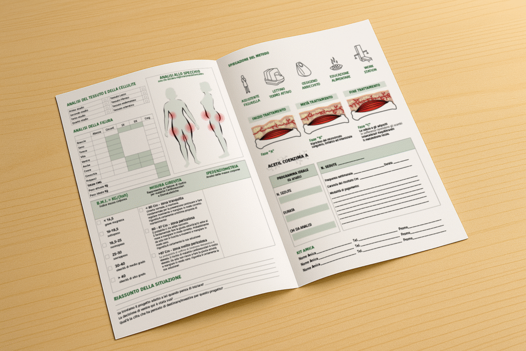 Impaginazione modulistica personalizzata in alta definizione misto vettoriale InDesign con tabelle e illustrazioni per Figurella Terni by Elion Web
